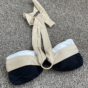 Seafolly Bandeau Halter Top Swimsuit - Black, Gold, White